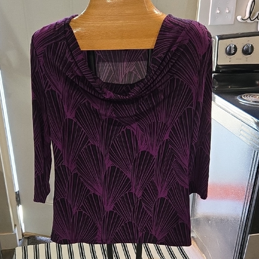 Apostrophe Purple and Black Stretch Top
